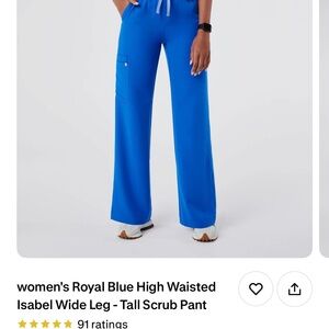 FIGS Royal Blue High Waisted Wide Leg Scrubs